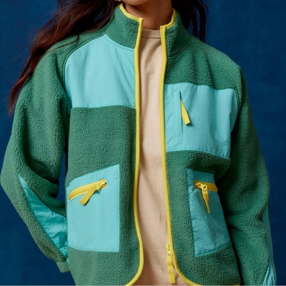 NEW UO Bruce Fleece Spliced Zip Up Jacket - Picture 7 of 7